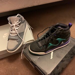 Nike Jordan’s Grey & Jordan’s black, purple, blue.